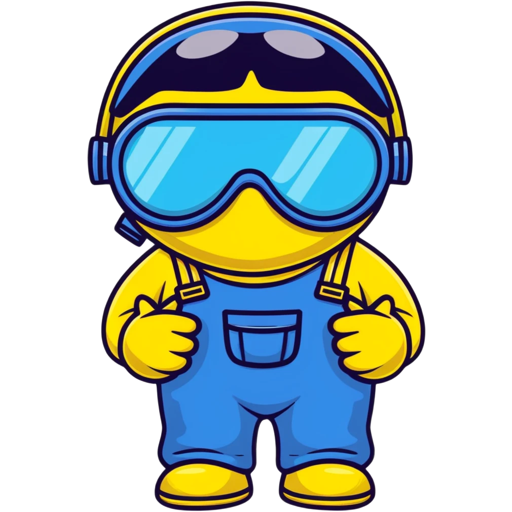 minion from despicable me, yellow character with blue overalls and goggles emoji