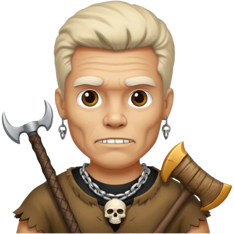 Stone age man  with skull Bone Necklace axe  emoji