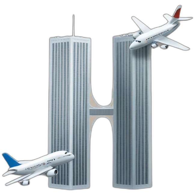 twin tower and plane emoji