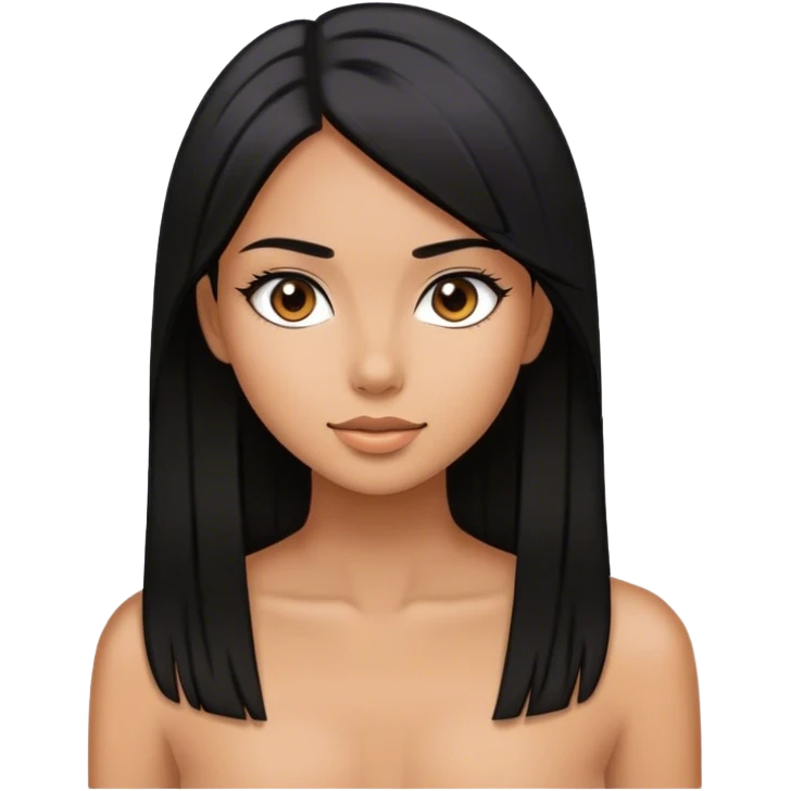 Pretty girl with tan skin and black straight hair  emoji