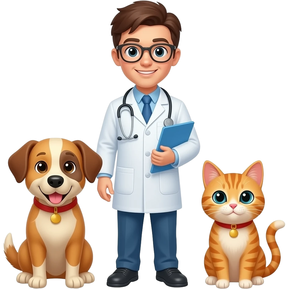 a vet with a dog and a cat emoji