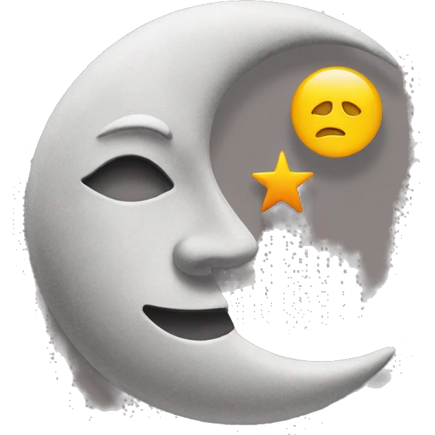 Moon and sun as one semicolon emoji