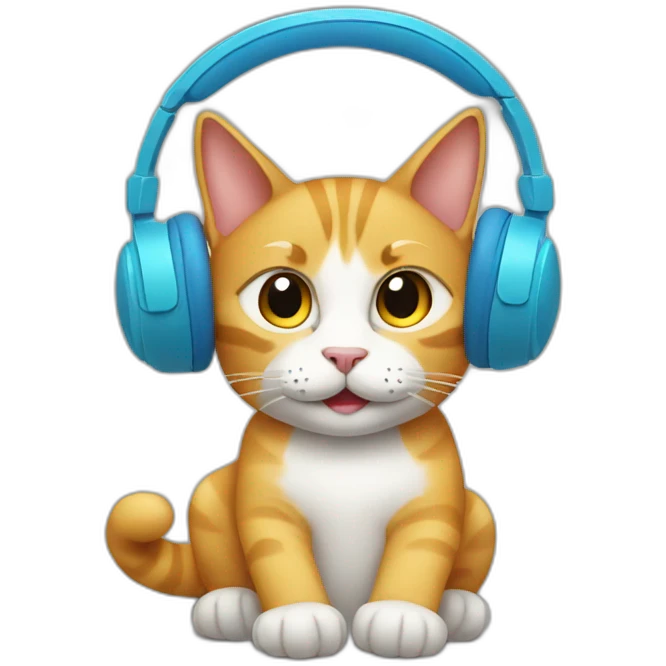 cat satisfied with headphones emoji