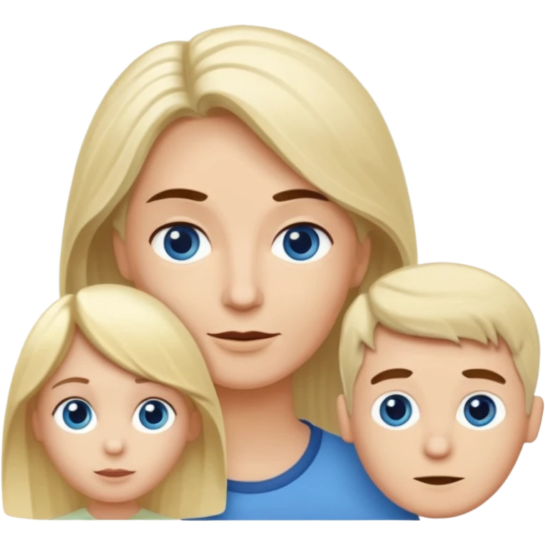 Eigene Familienbild mit 3 Personen; Frau mit dunklen Augen und dunkle lange Haare; Mann mit Vollglatze und Blaue Auge;  kleinkind mit blonden Haaren und dunklen Augen emoji
