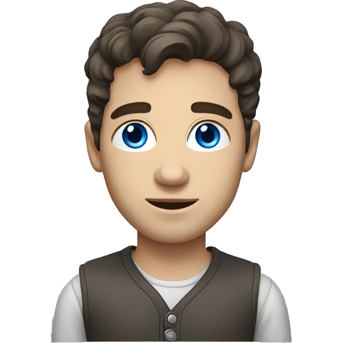 3d emoji artist style of a young frenchman with dark brown hair and blue/grey eyes emoji