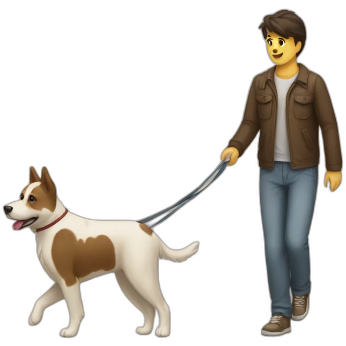 Perro paseando otro perro emoji