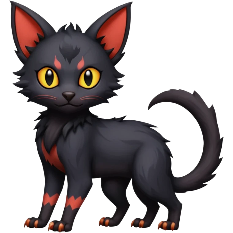 Dark Black Lykoi-Bat-Litten-Torracat-Noibat-Hybrid (Full body) emoji
