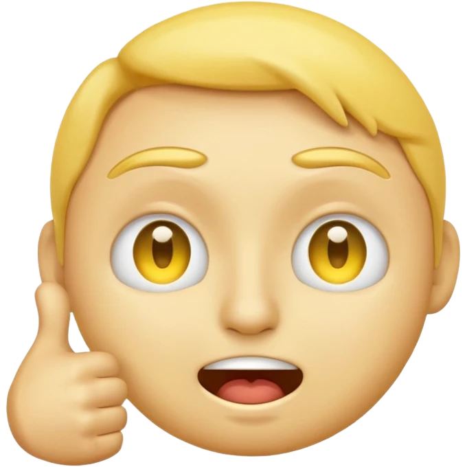 Original yellow Emoji face stressed out with one eye half open quivering out of anxiety and a singular thumbs up sticking out. . The right eye needs to be half closed  emoji