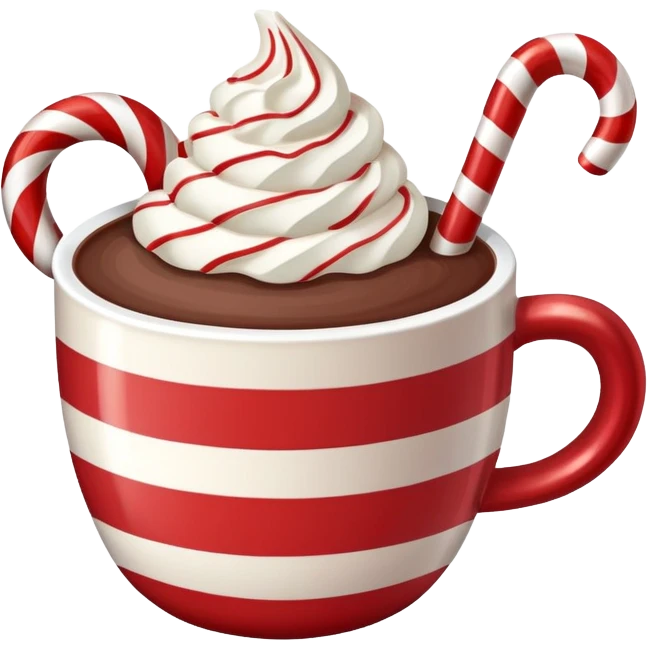 Peppermint hot cocoa with candy cane stirrer emoji