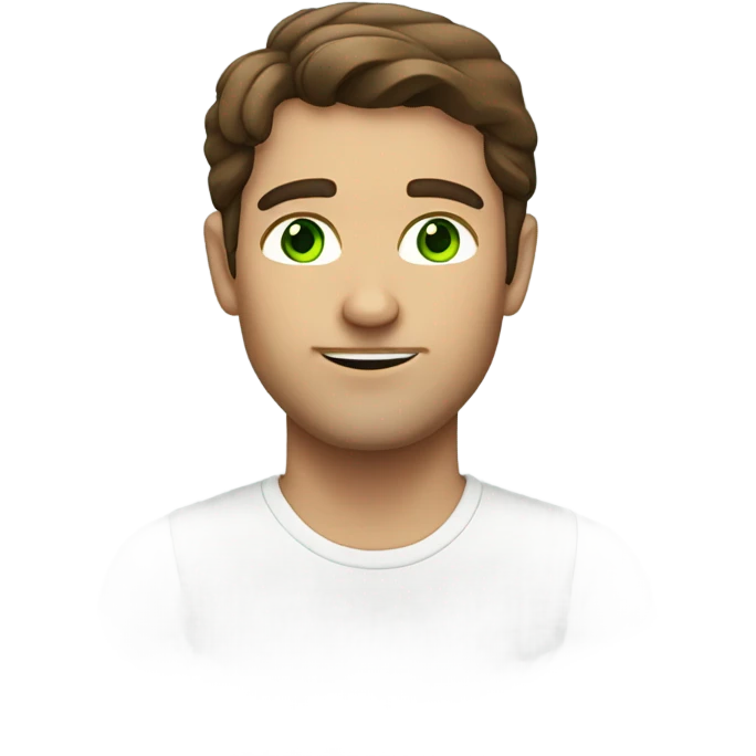 Man with floppy brown hair and green eyes  emoji