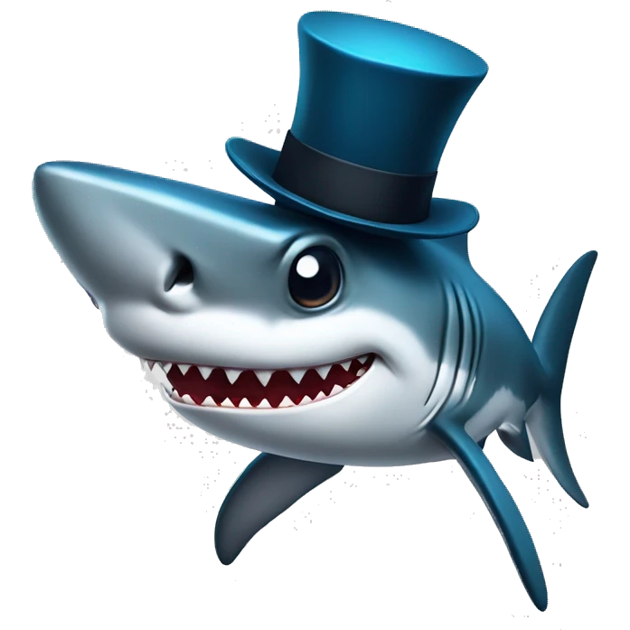Shark with a top hat emoji