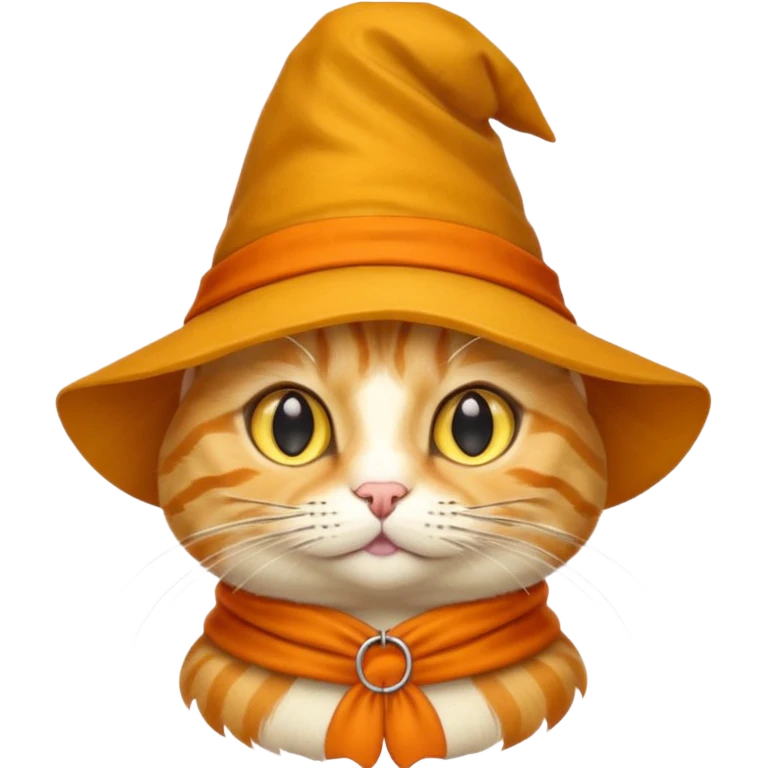 Yellow cat emoji wearing a sorting hat emoji