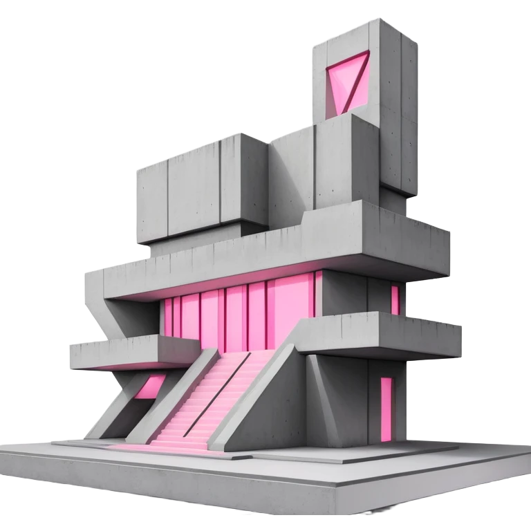 Gray concrete structure with single pink light, brutalist architecture emoji