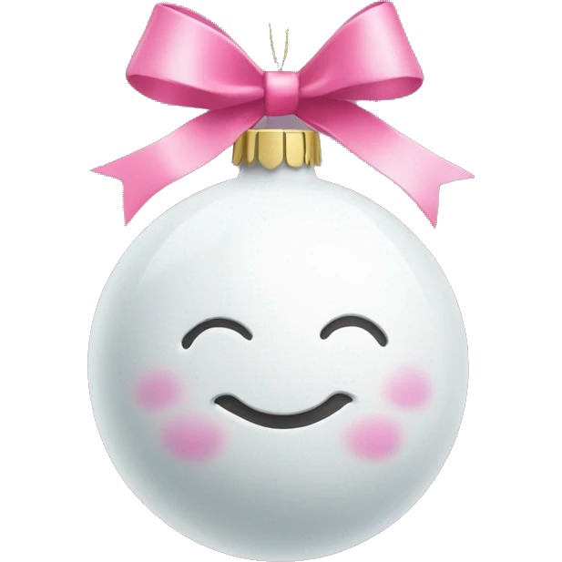 Plain White Christmas ornament with a pink bow on top emoji