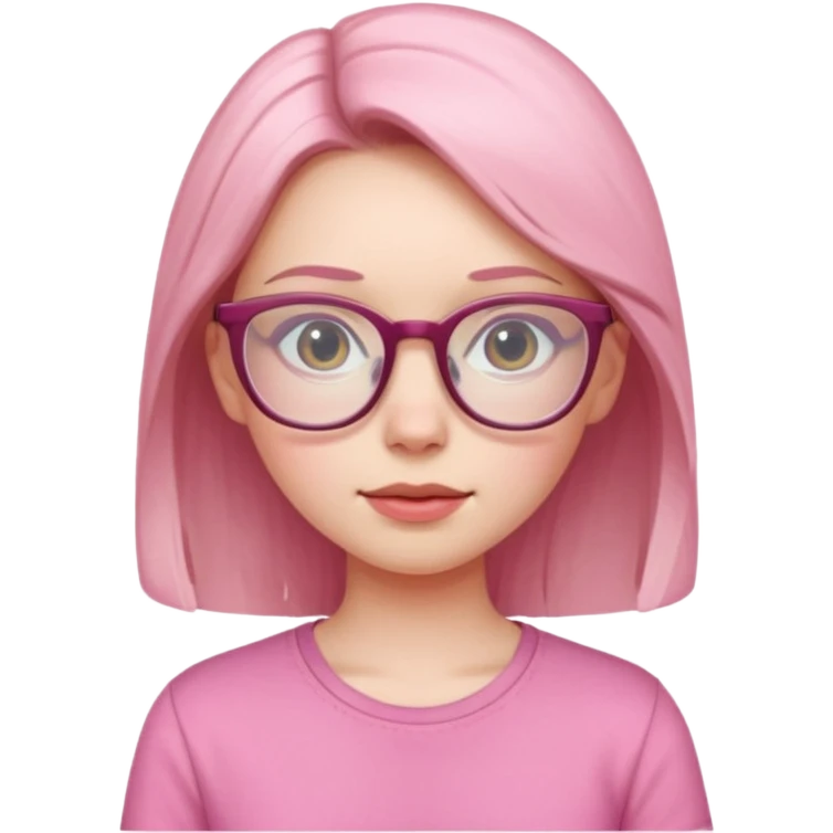Girl with pink shirt young pale skin with glasses emoji