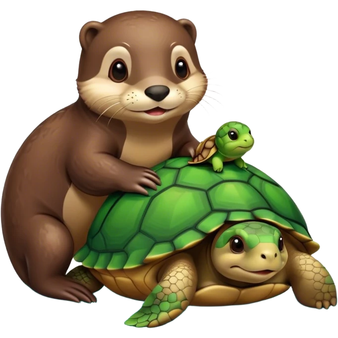 Otter in love with a turtle emoji