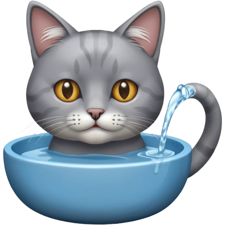 A water bowl and a cat drinking emoji
