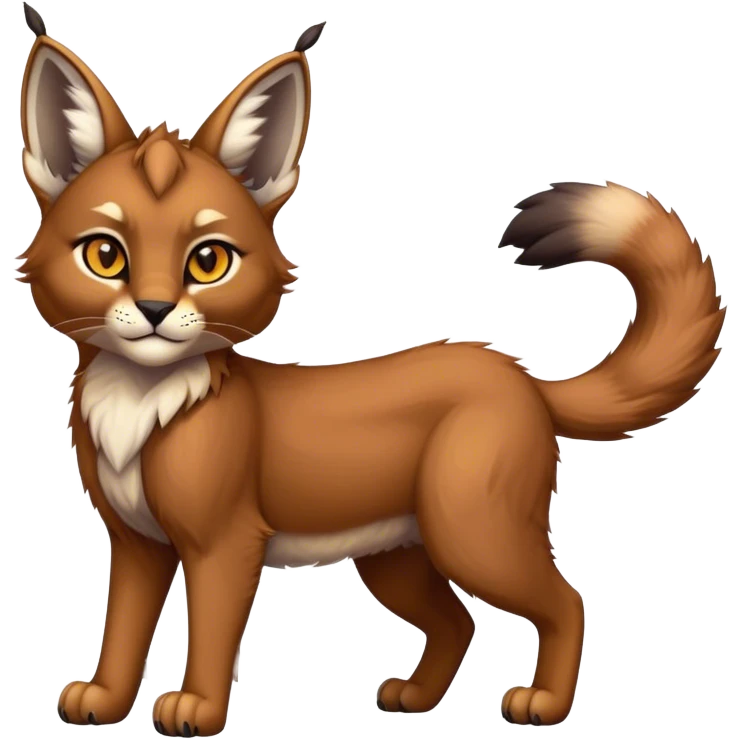 Epic Cute Dark Warm Caracal-Bobcat-Sergal-Vernid full body emoji