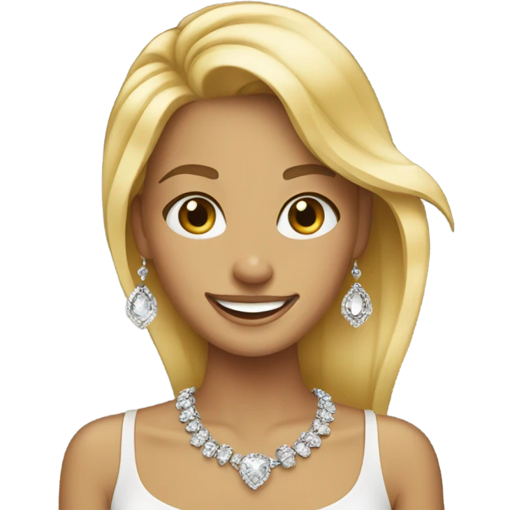 blonde girl with jewelry smile emoji