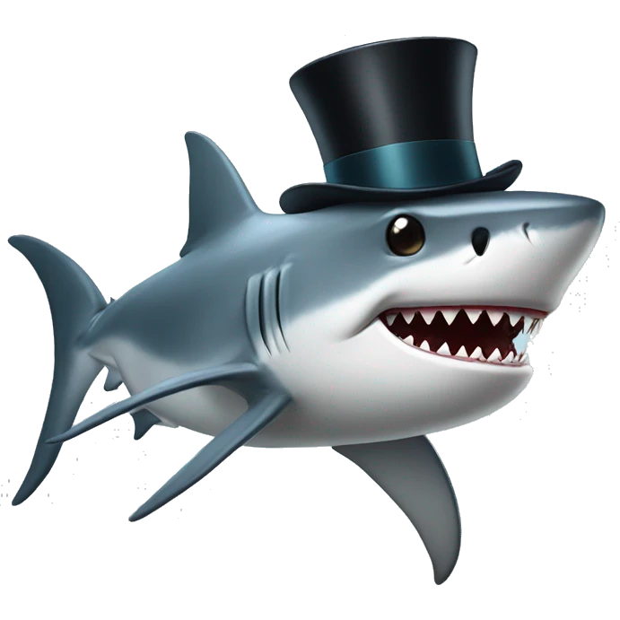Shark with a top hat mustache emoji