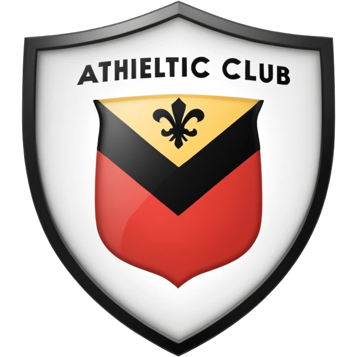 The logo is a shield shape with a black outline. The upper part of the shield contains the words "ATHLETIC CLUB" in black capital letters on a white background. Below this, the shield is divided diagonally.  emoji