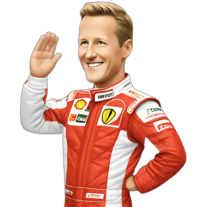 Michael Schumacher Ferrari suit waving emoji