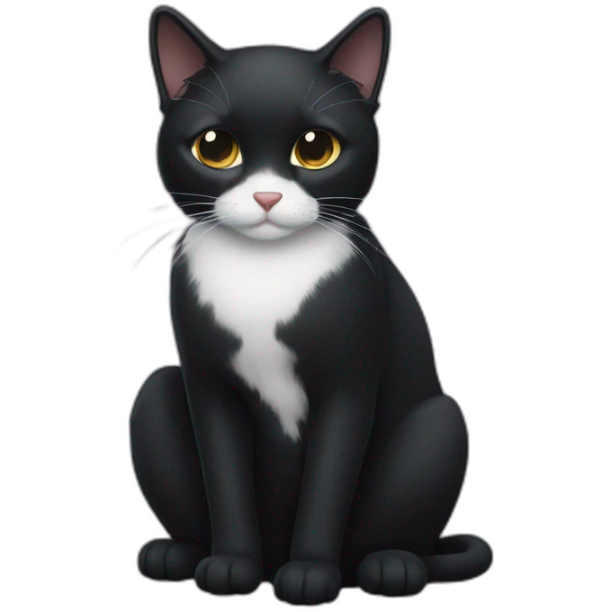 black cat with a small white cross furr in chest emoji