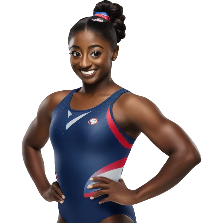 Simone Biles in a Trojan commercial emoji