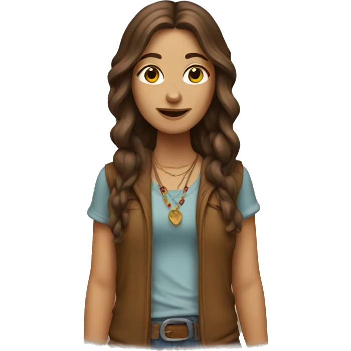 Hippie woman with brown hair emoji