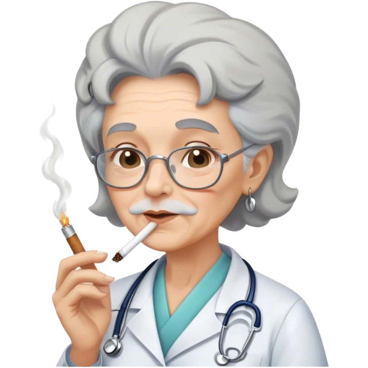 Elderly nurse smoking a joint emoji