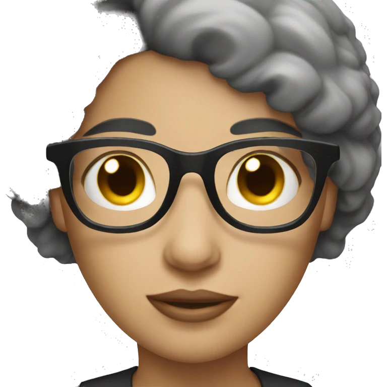 White skin black short hair woman glasses emoji