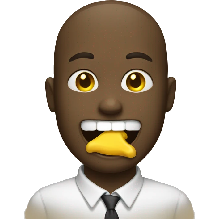 smiling emoji with a yellow bone in its mouth emoji