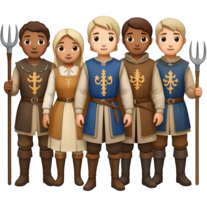les villageois qui certains ont des fourches  sapé en moyen age emoji