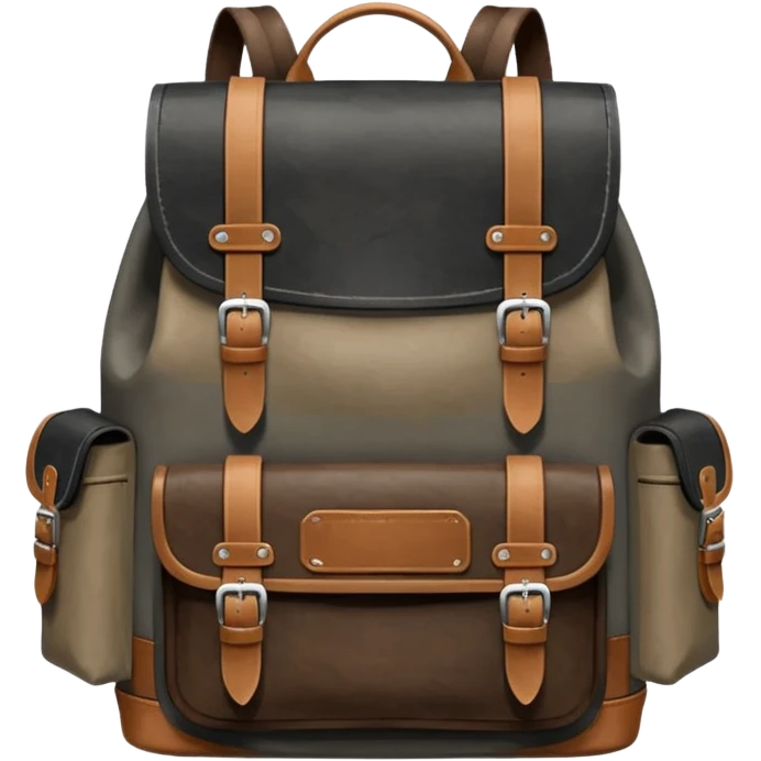 Black and brown and dark-grey and beige vintage academia BACKPACK emoji