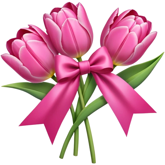 Pink tulips with a bow emoji