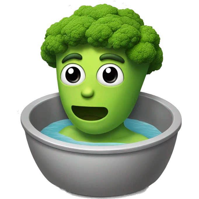 a humanoid brocolli in a hot tub emoji