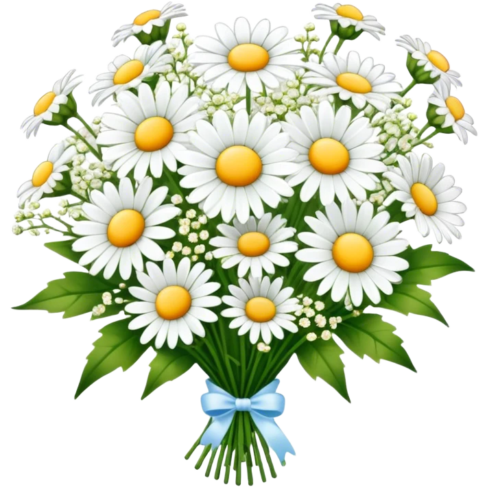 daisy and babies breath bouquet  emoji