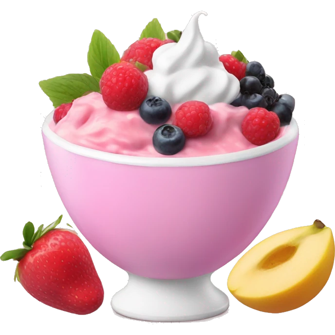 pink yogurt bowl with fruit emoji
