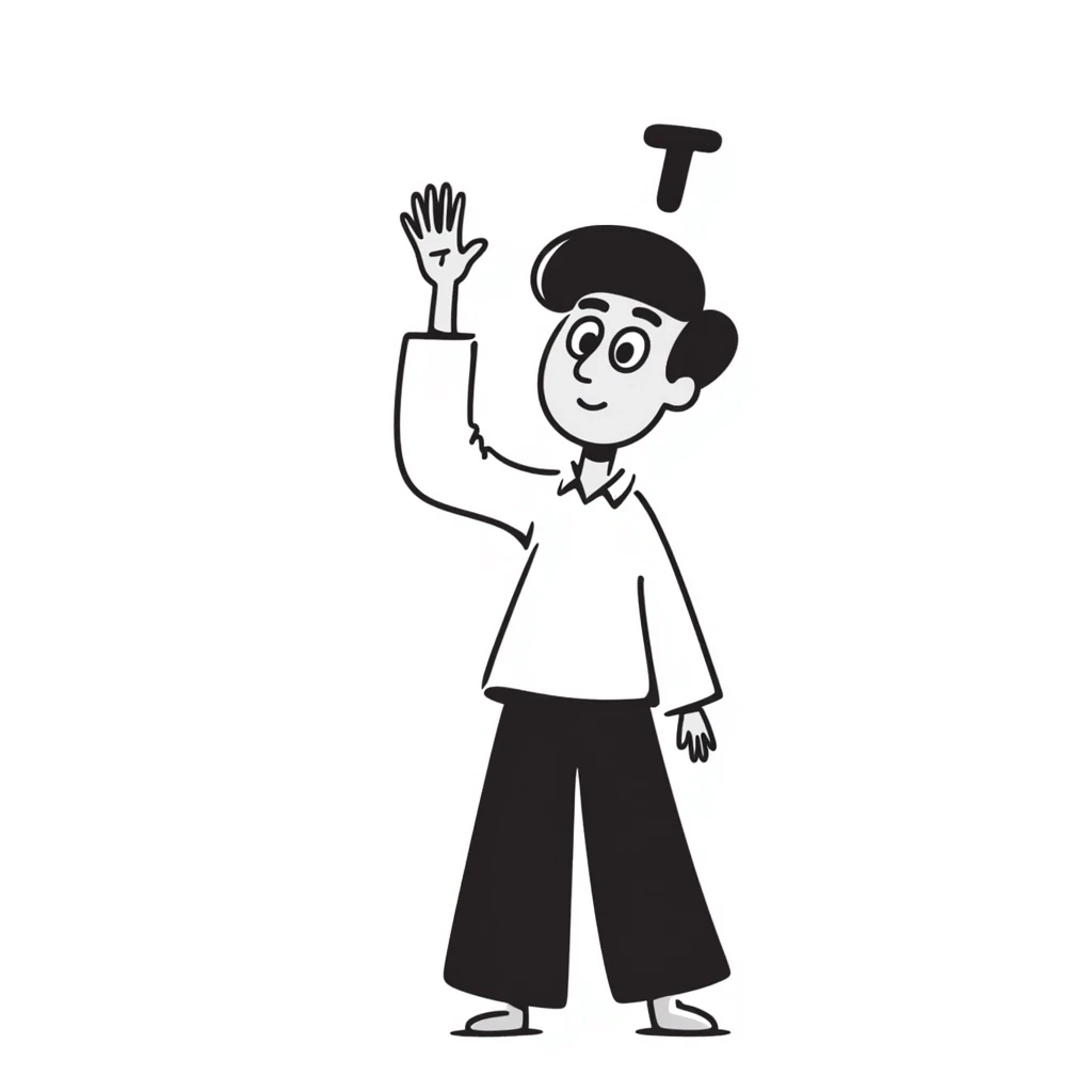emoji of a man raising his hand with a small letter T above his head emoji