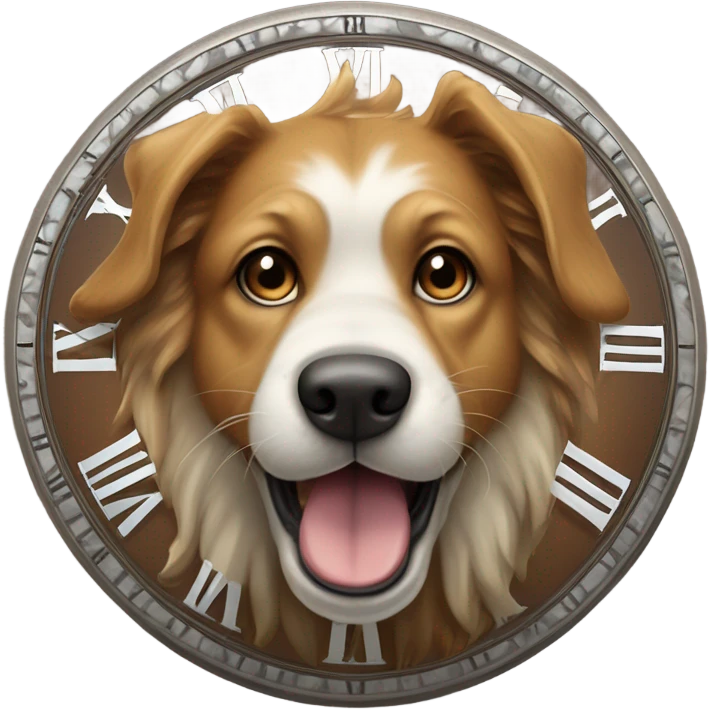 dog bites a big clock emoji