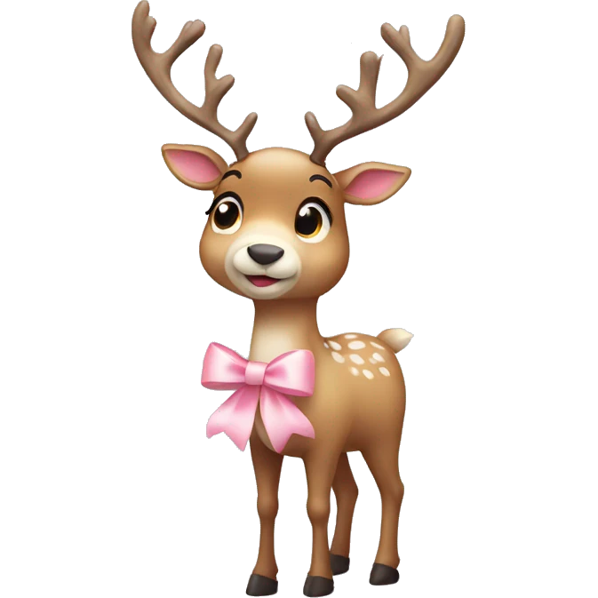 Pretty Reindeer with a light pink bow emoji