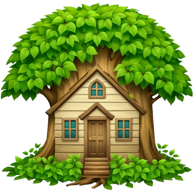 house covered by tree emoji