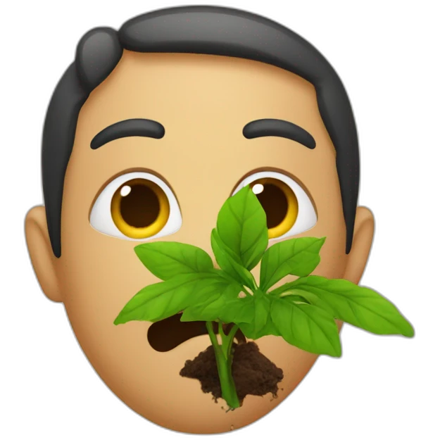 Hidde with a plant in his mouth emoji