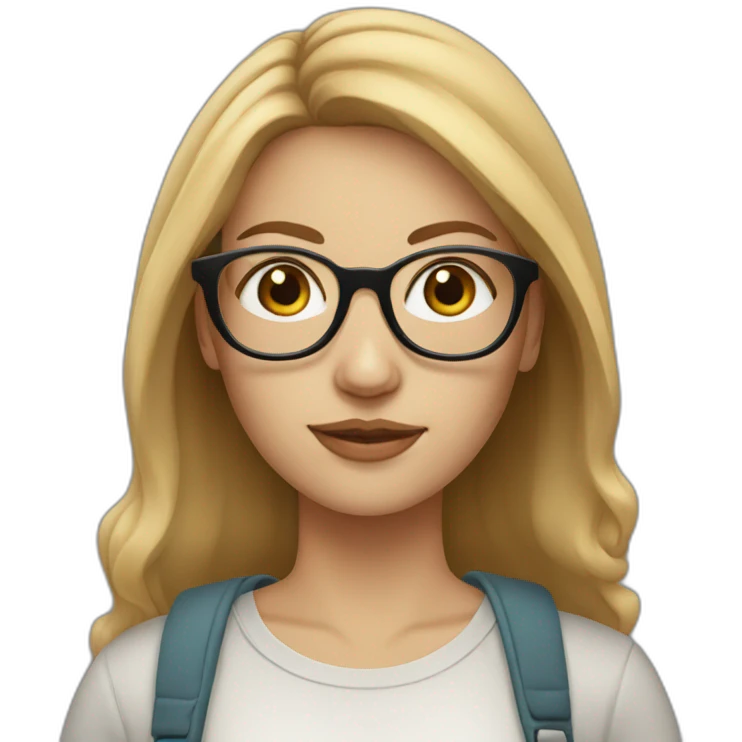 white women, light brown hair, big round glasses emoji