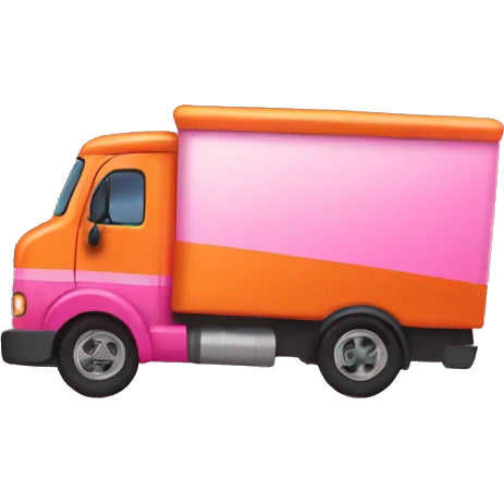 Orange and pink moving truck emoji