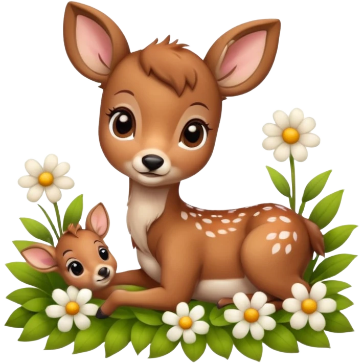 baby deer with flower emoji