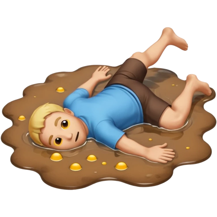 apple style emoji of a man lying face down in a puddle emoji