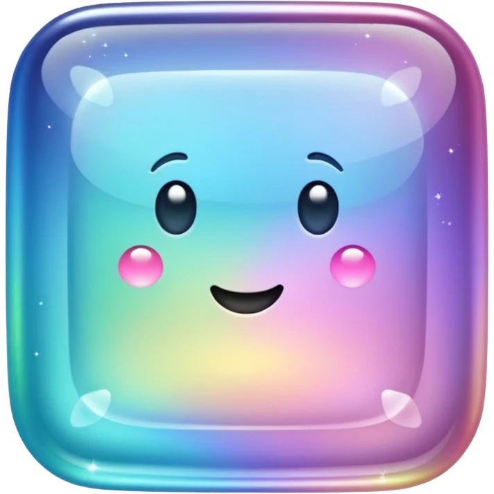 Sparkly glossy Pastel iridescent glass square emoji
