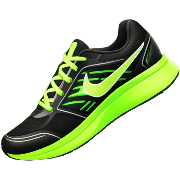Running shoes placed on a professional track, ready for action. The background features a grand stadium with cheering spectators on the stands. The scene is lit by bright sunlight, highlighting the energy of competitive running. Transparent background enhances focus on the sport. emoji