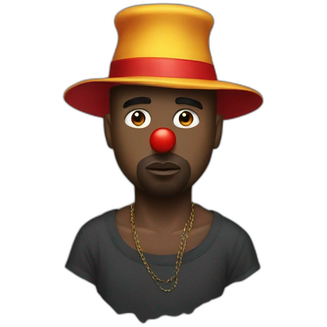 Kanye west with a clown hat emoji